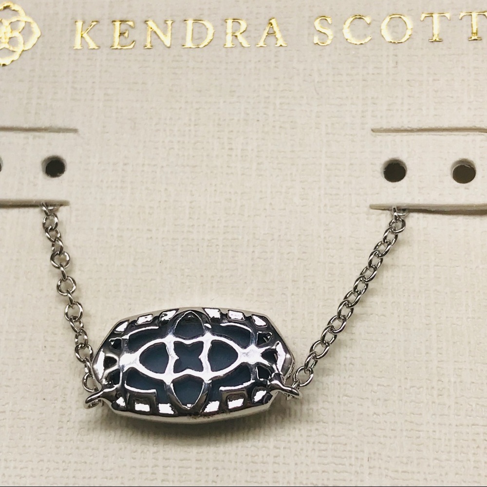 Kendra Scott Elisa Platinum Drusy necklace Silver Tone - Picture 2 of 5